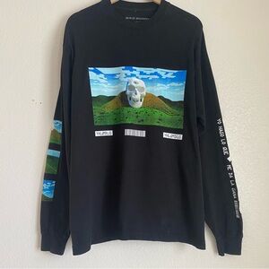 2020 Bad Bunny merch mindcraft printed long sleeve t-shirt, black, L